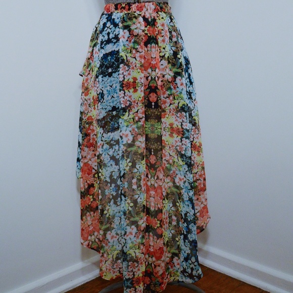 High-low Floral Chiffon Maxi Skirt XL - Picture 3 of 4